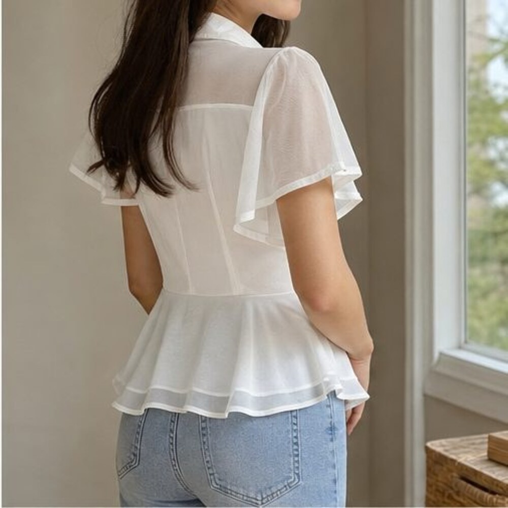 White Button Blouse - Picture 3 of 6